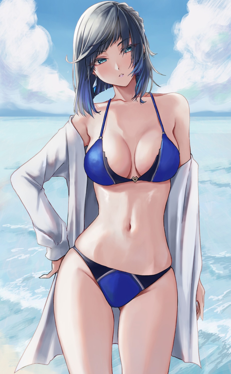 Huziko32 Genshin Impact Yelan Bikini Open Shirt Swimsuits 1006321 Yandere 0098